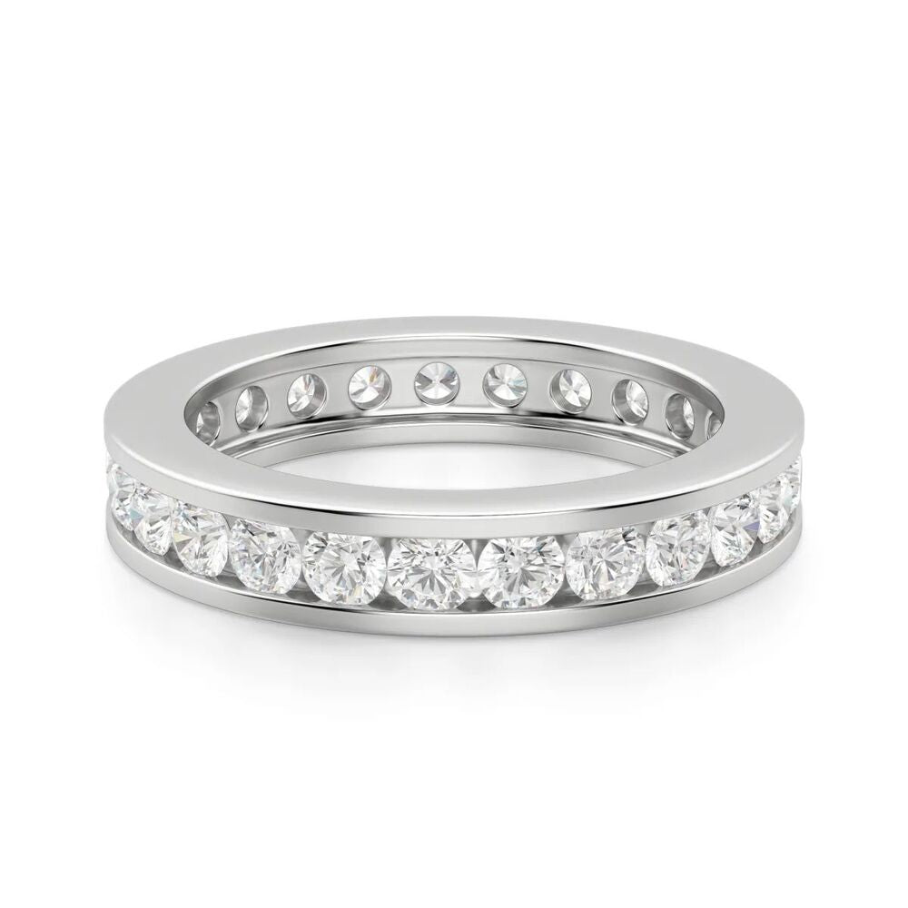 Round Cut Channel Set VVS1  Moissanite Wedding Band