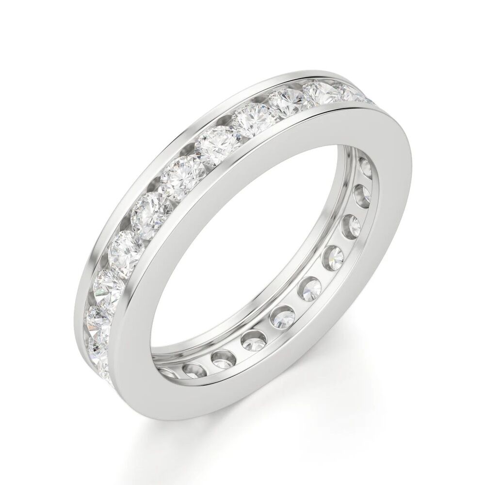 Round Cut Channel Set VVS1  Moissanite Wedding Band