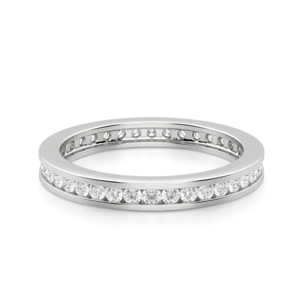 Round Cut Channel Set Moissanite Wedding Band
