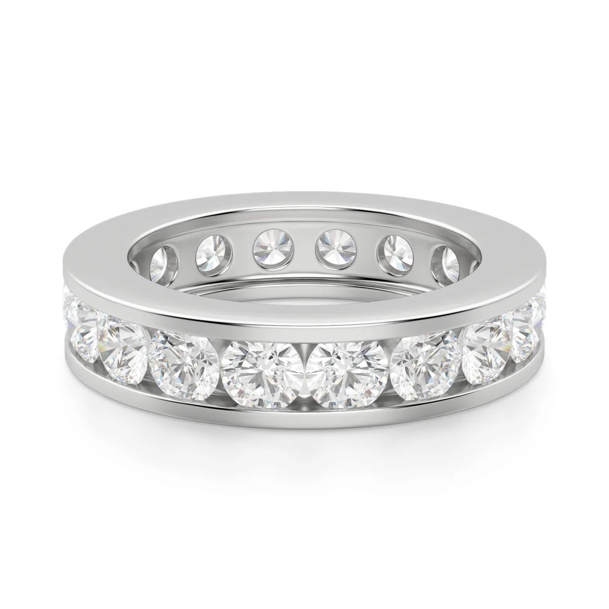 Round Cut Channel Set Full Eternity Wedding Band