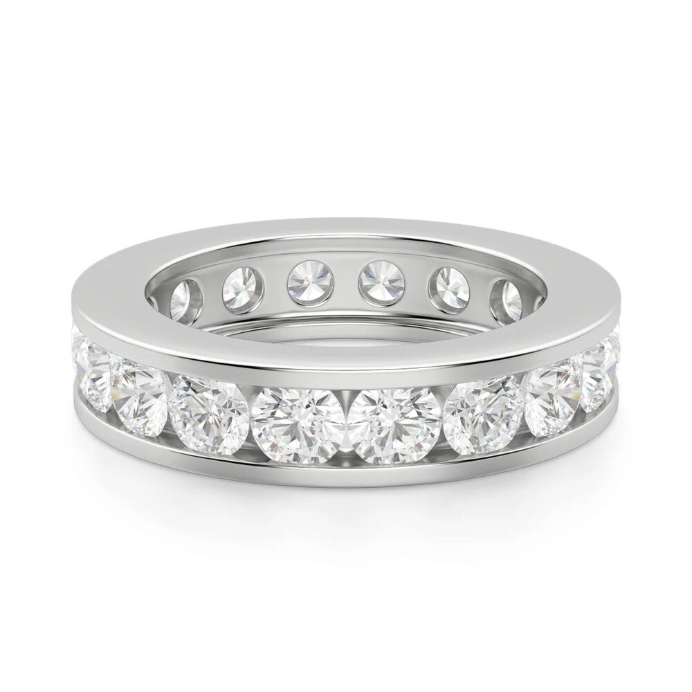 Channel Set Round Cut Moissanite Wedding Band