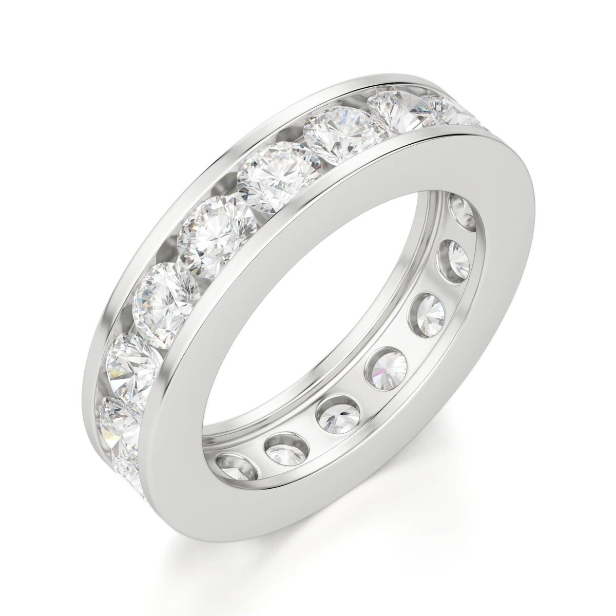 Round Cut Channel Set Full Eternity Wedding Band