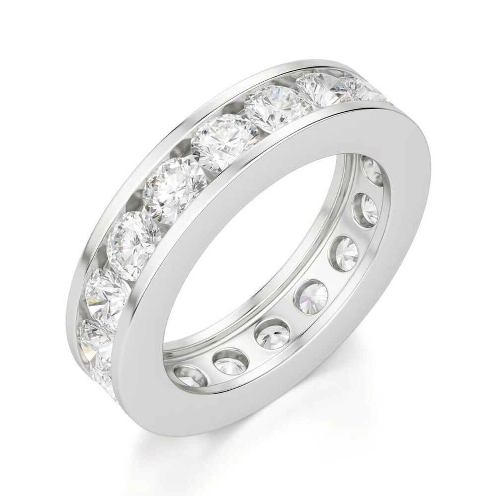 Channel Set Round Cut Moissanite Wedding Band