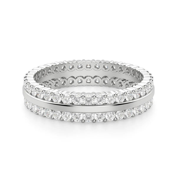 Round Cut Double Row Set Wedding Band