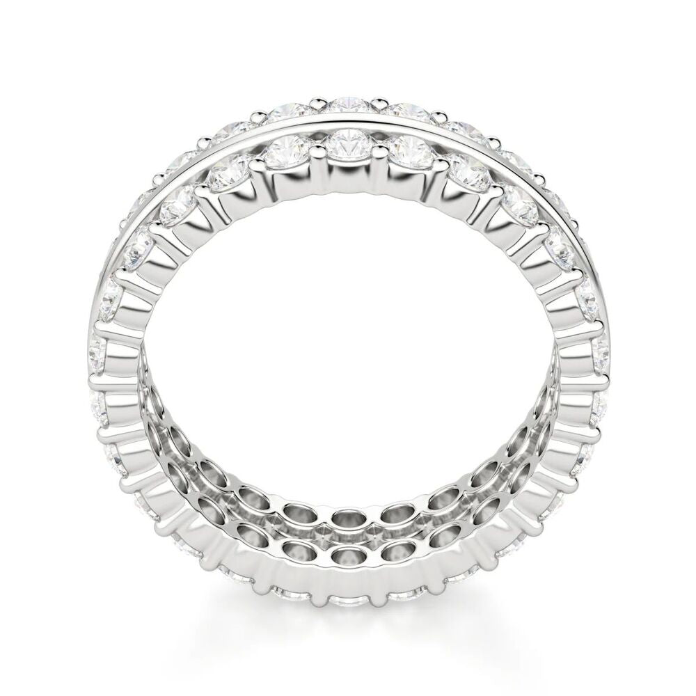 Colorless Moissanite Round Cut Double Row Band For Women