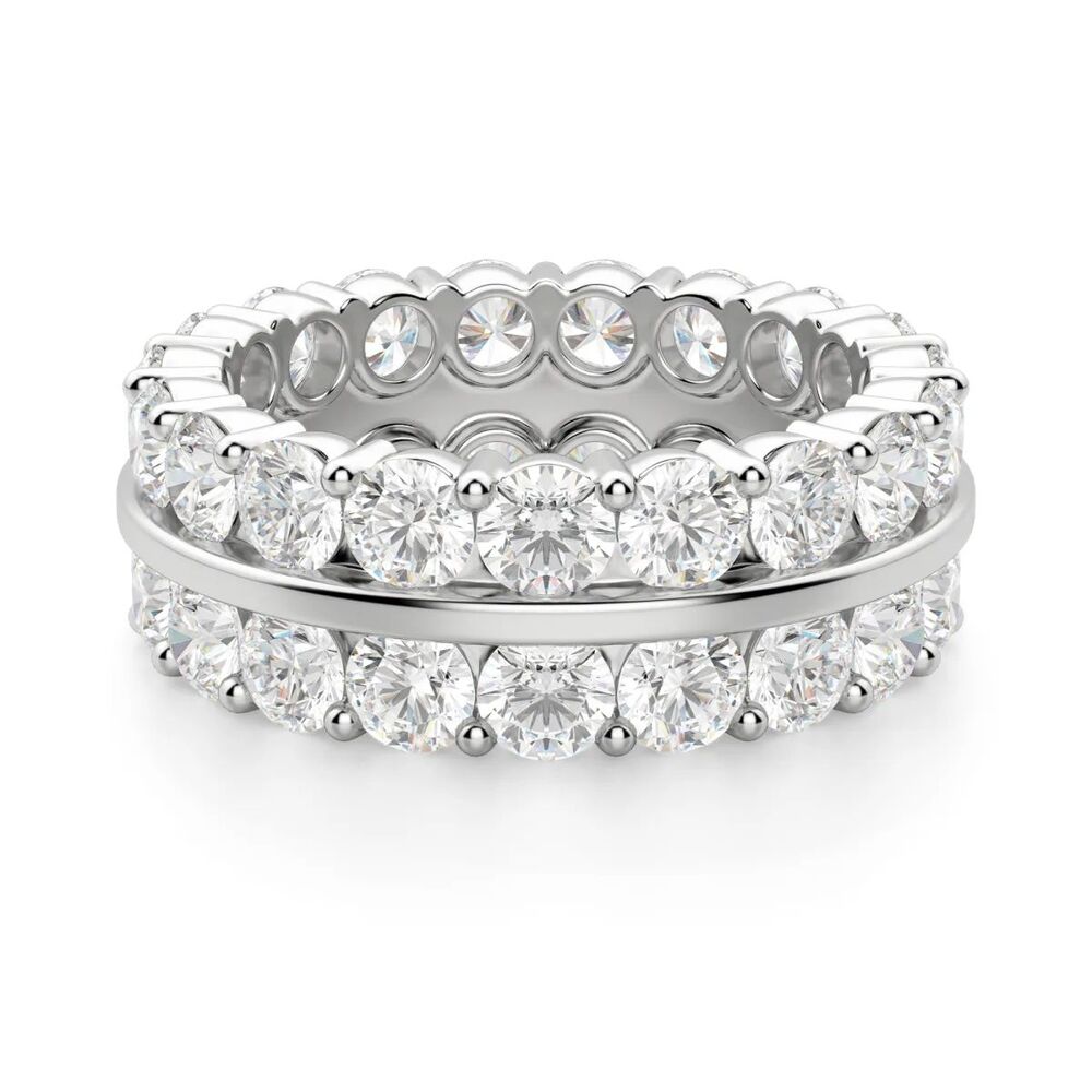 Colorless Moissanite Round Cut Double Row Band For Women