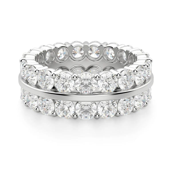 Colorless Moissanite Round Cut Double Row Band For Women