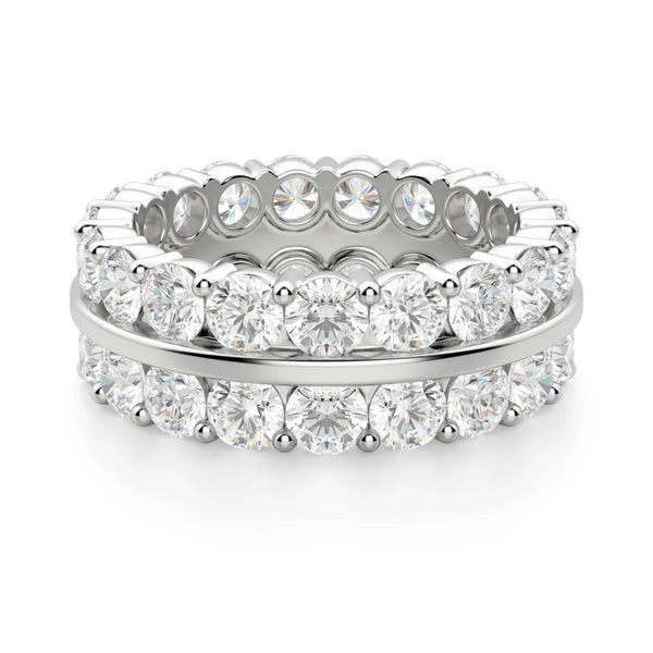 Round Cut Double Row Eternity Wedding Band