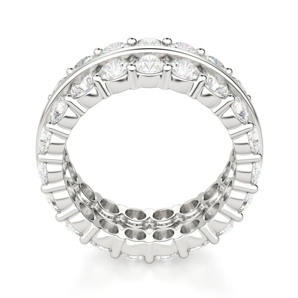 Colorless Moissanite Round Cut Double Row Band For Women
