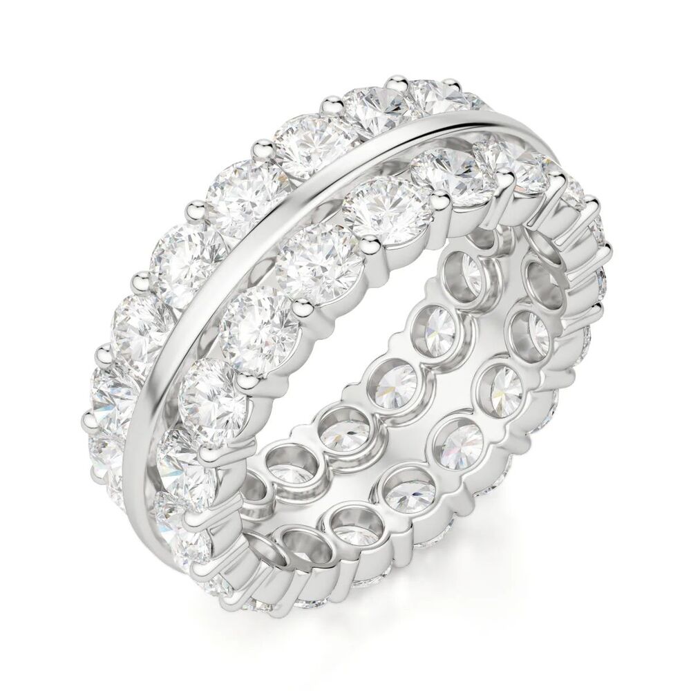 Colorless Moissanite Round Cut Double Row Band For Women