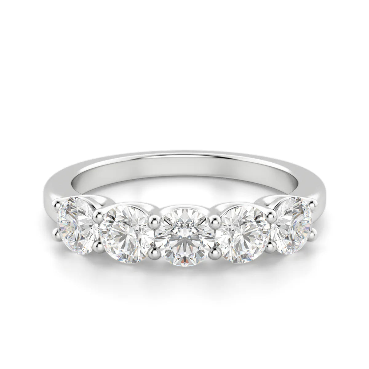 Five Stone Moissanite Round Cut Anniversary Band