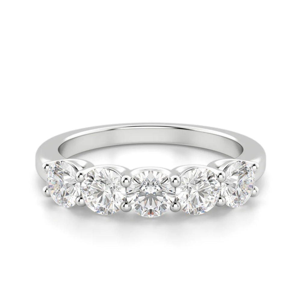Round Cut Moissanite Five Stone Eternity Wedding Band