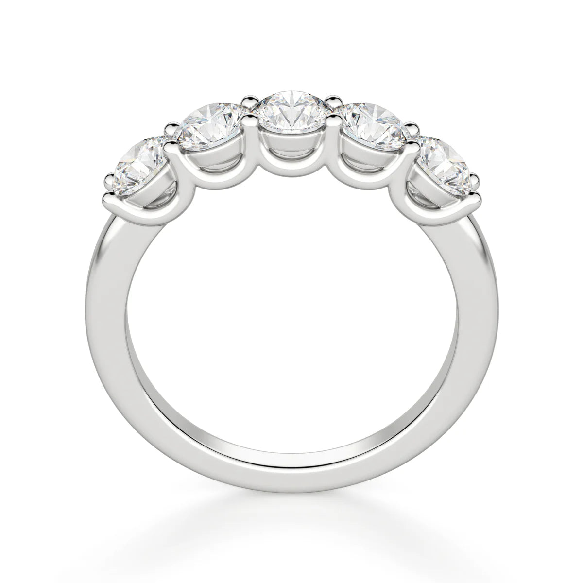 Five Stone Moissanite Round Cut Anniversary Band