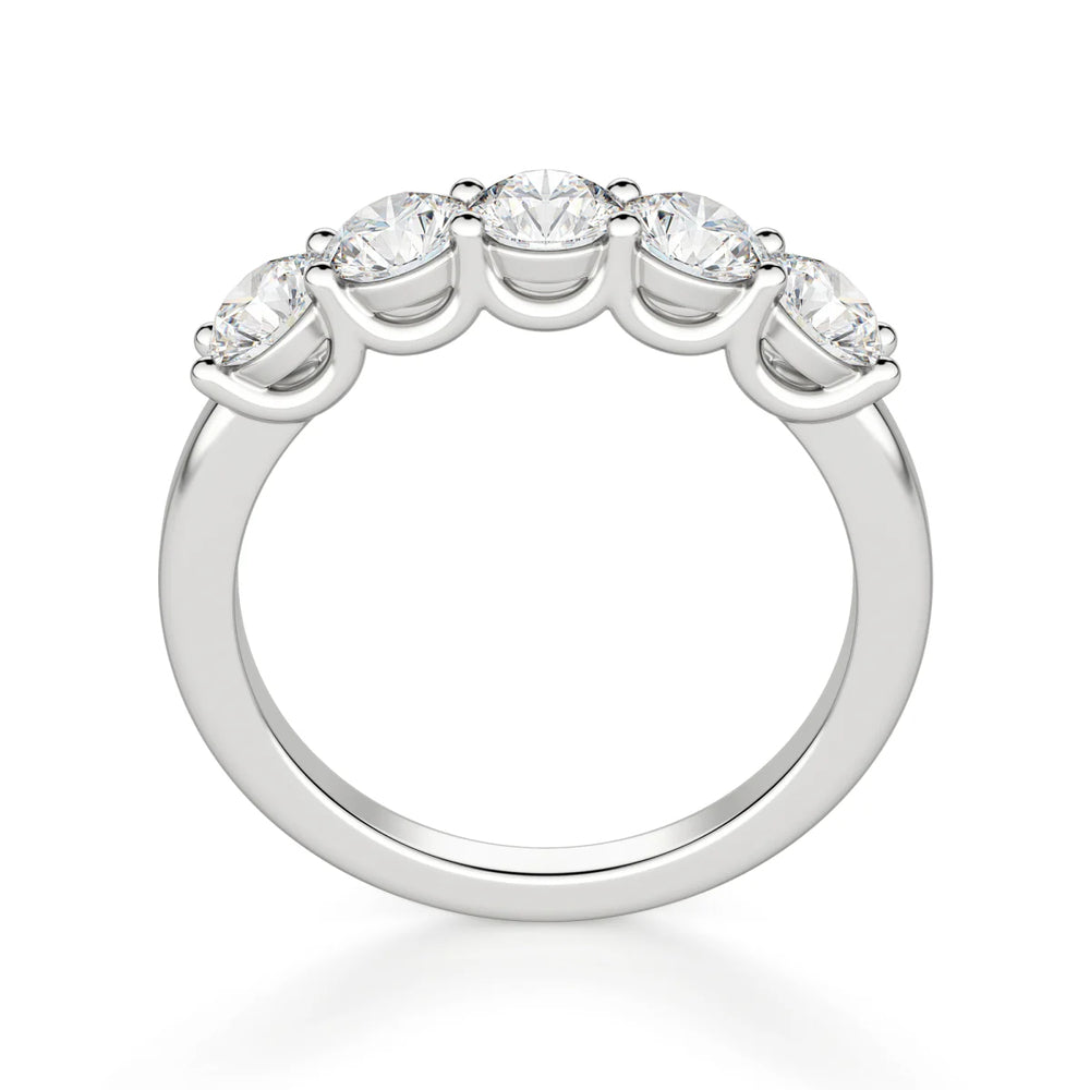 Round Cut Moissanite Five Stone Eternity Wedding Band