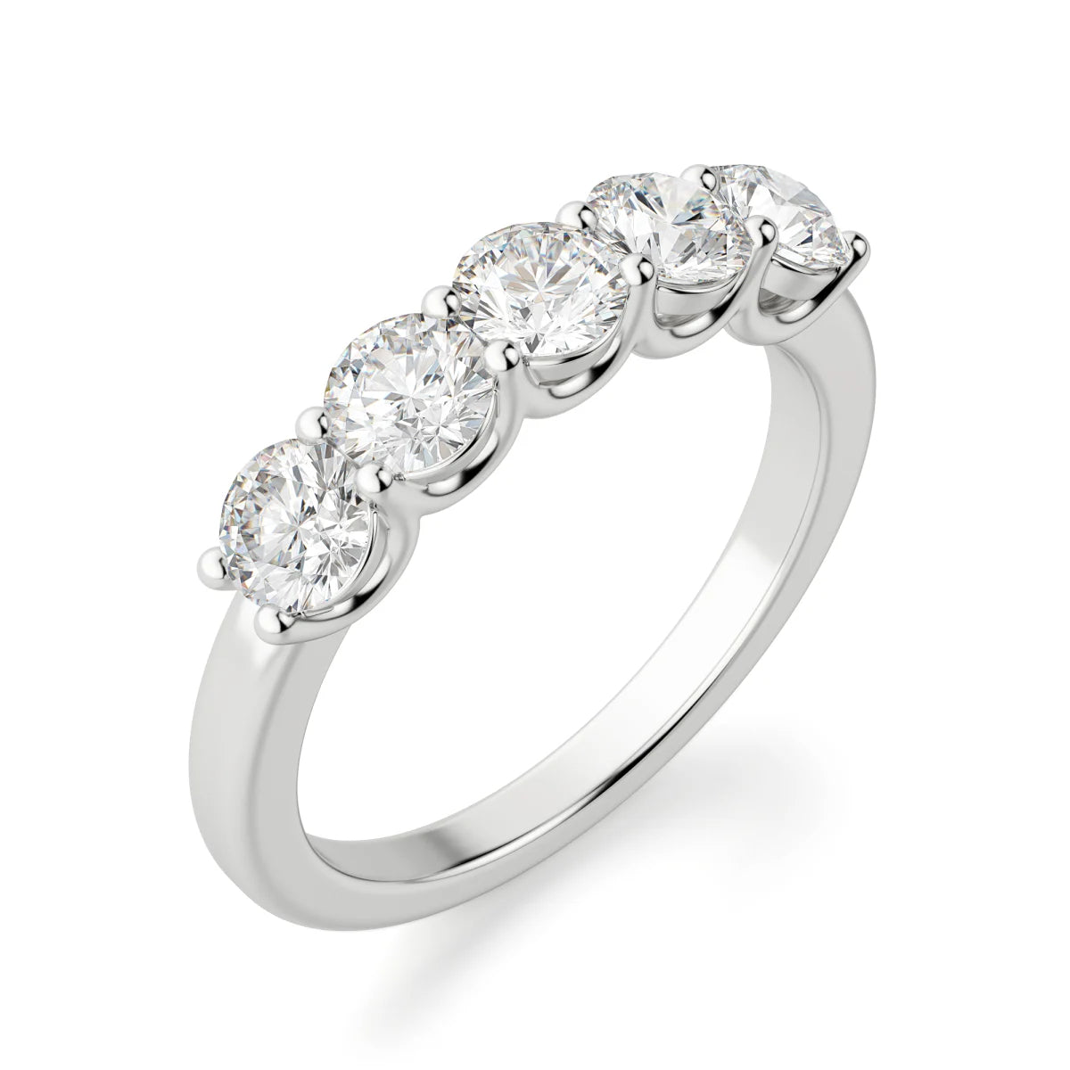 Five Stone Moissanite Round Cut Anniversary Band