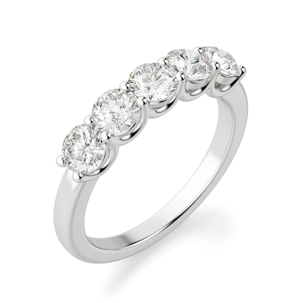 Round Cut Moissanite Five Stone Eternity Wedding Band