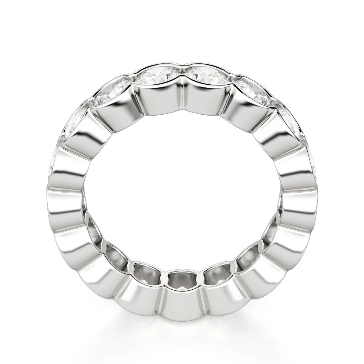 Round Cut Half Bezel Set Full Eternity Wedding Band