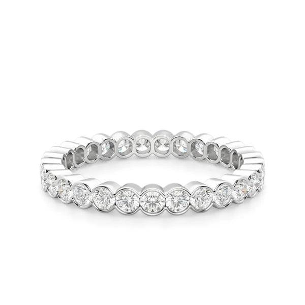 Round Cut Half Bezel Set Wedding Band