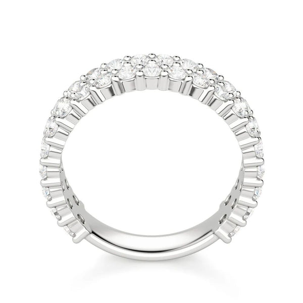 Round Cut Double Row Moissanite Semi Eternity Wedding Band