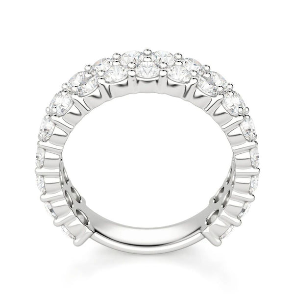 Round Cut Double Row Half Eternity Moissanite Wedding Band