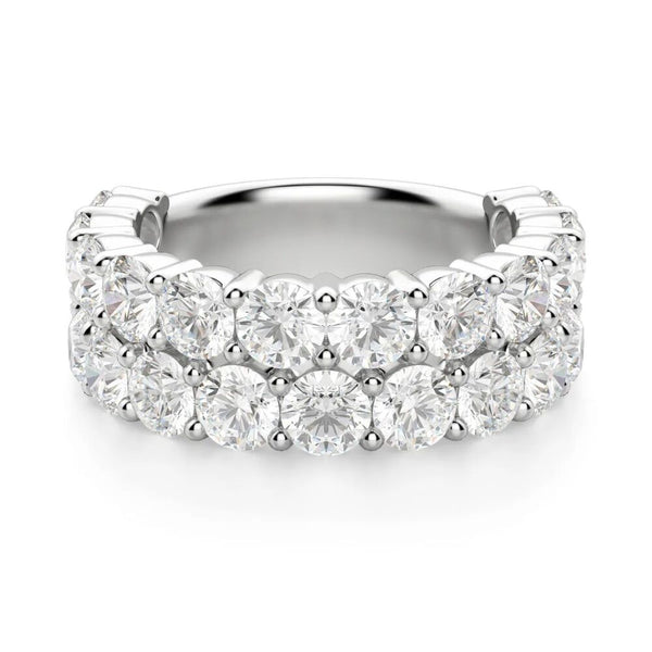 Round Cut Double Row Moissanite Wedding Band For Her