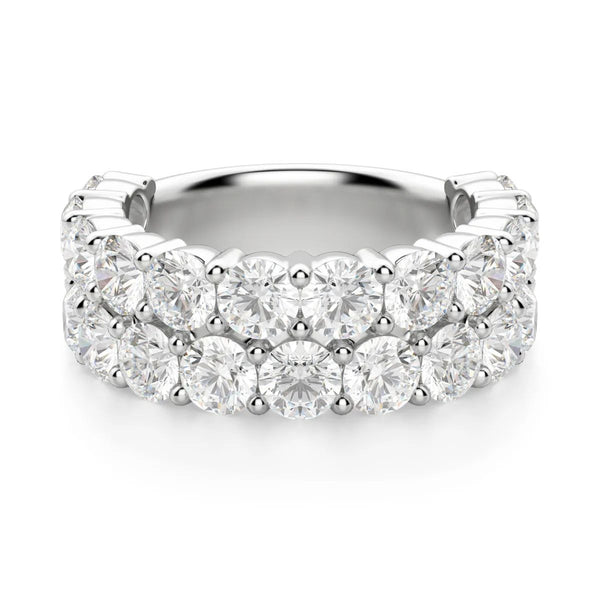 Round Cut Semi Eternity Wedding Band