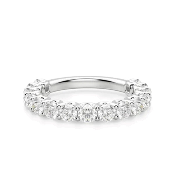 Moissanite Round Cut Semi-Eternity Wedding Band