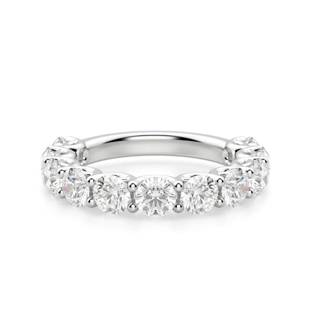 Round Cut Moissanite Semi Eternity Wedding Band