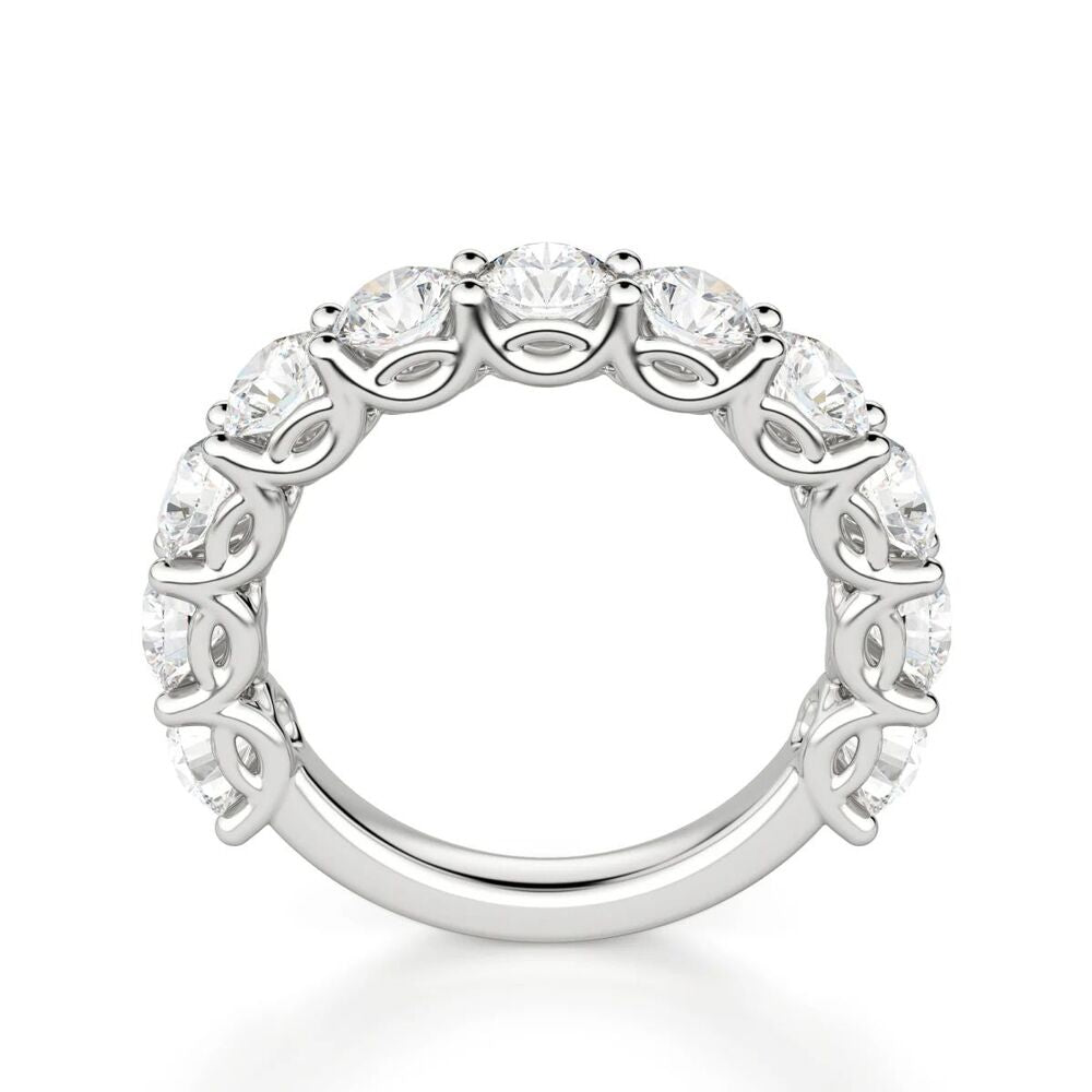 Round Cut Moissanite Semi Eternity Wedding Band