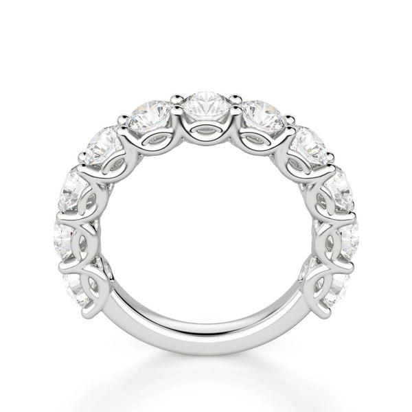 Round Cut Moissanite Semi Eternity Wedding Band