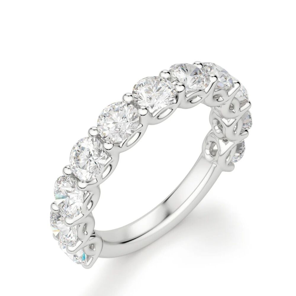 Round Cut Moissanite Semi Eternity Wedding Band