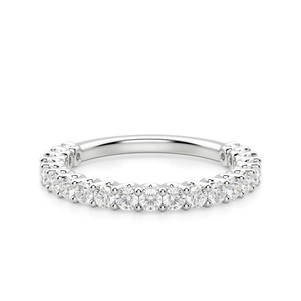 Round Cut Moissanite Half Eternity Band For Anniversary Gift