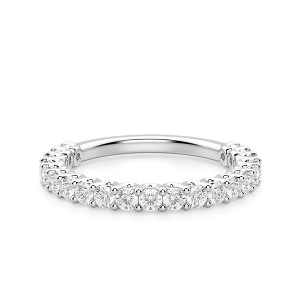 Round Cut Moissanite Half Eternity Band For Anniversary Gift