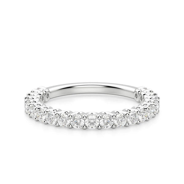 Round Cut Scallop Set Semi Eternity Wedding Band