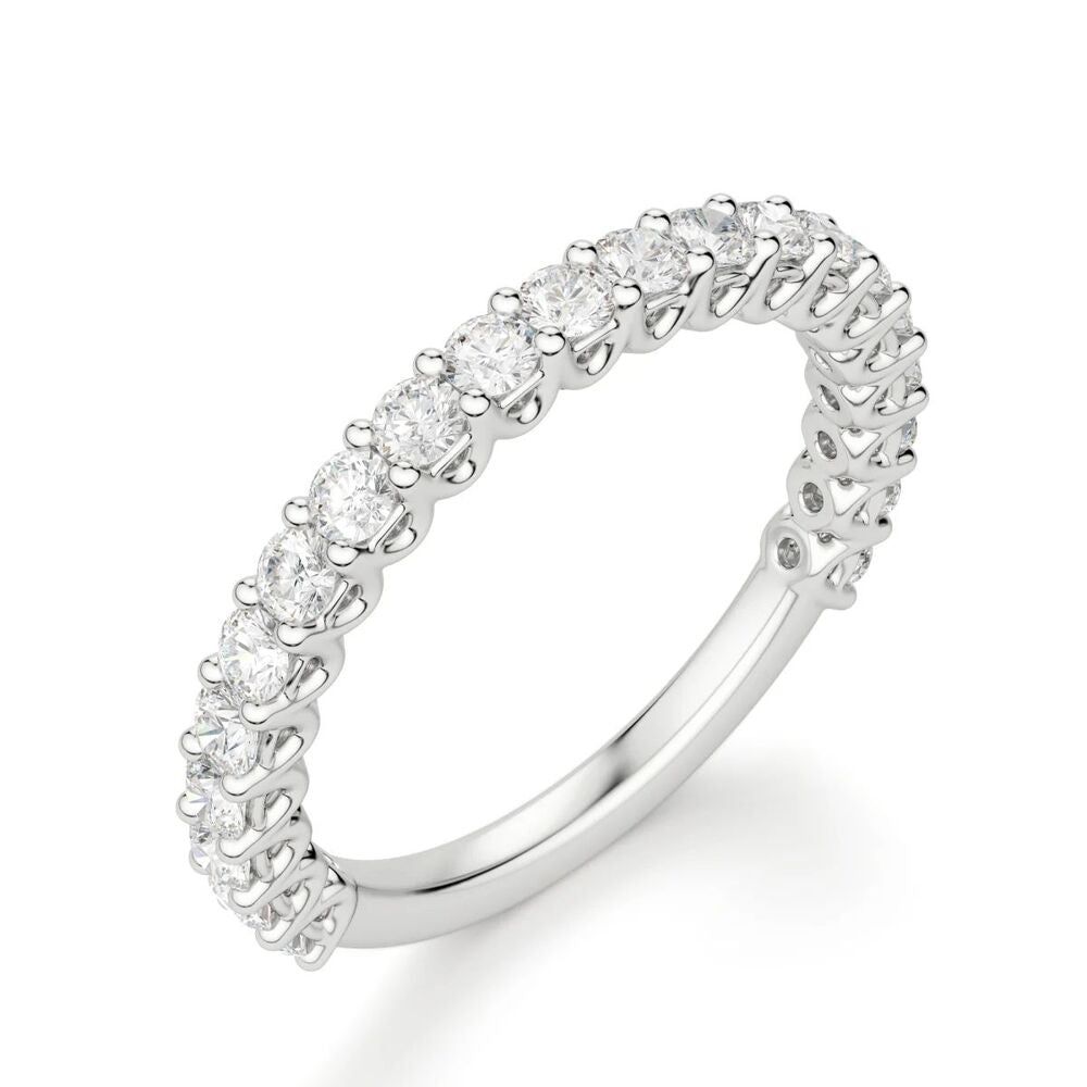 Round Cut Moissanite Half Eternity Band For Anniversary Gift