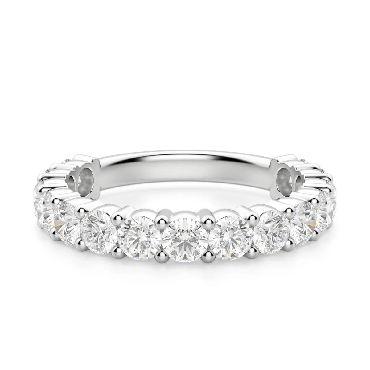 Round Cut Semi Eternity Wedding Band for Her