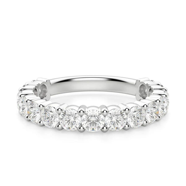 Round Cut Half Eternity Moissanite Wedding Band For Women