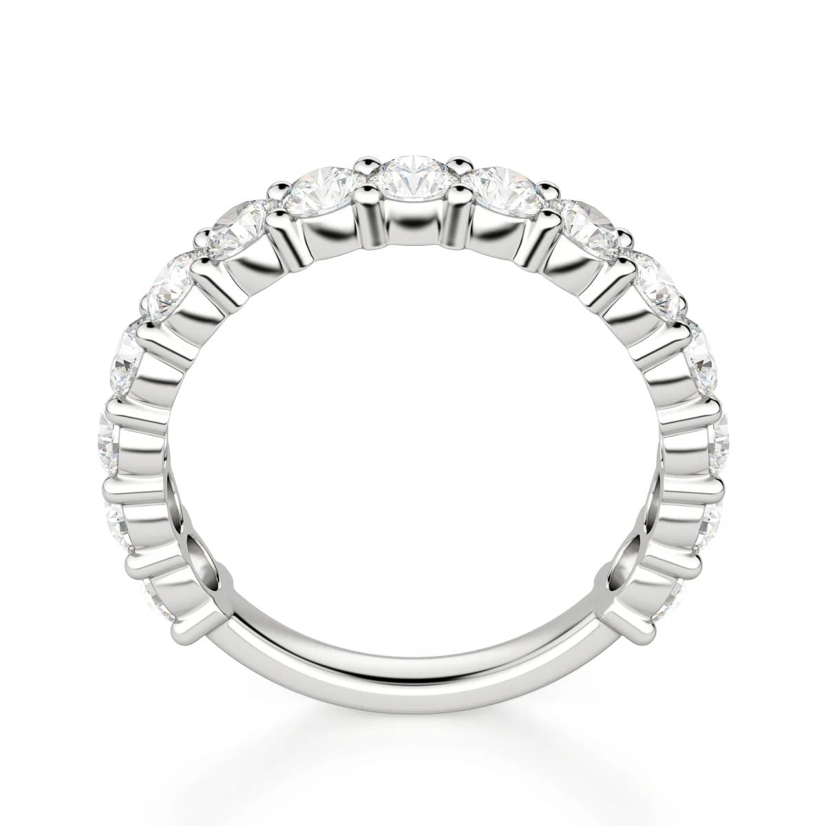 Round Cut Semi Eternity Wedding Band for Her