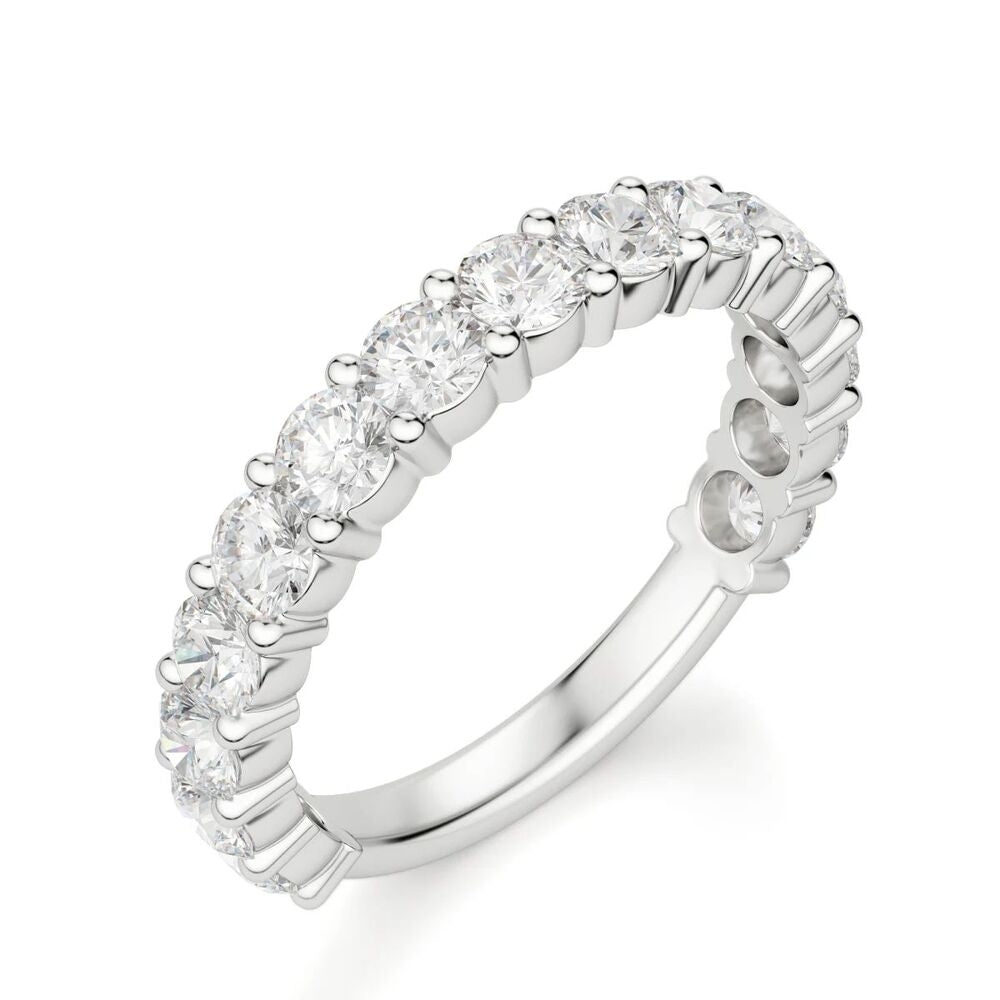 Round Cut Half Eternity Moissanite Wedding Band For Women