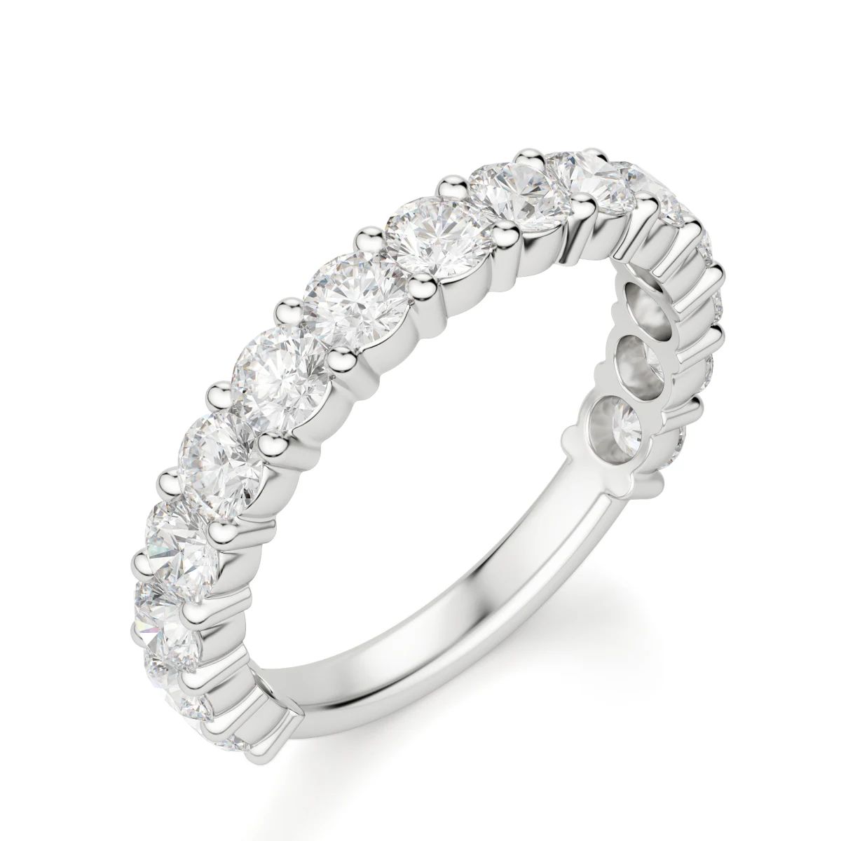 Round Cut Semi Eternity Wedding Band for Her