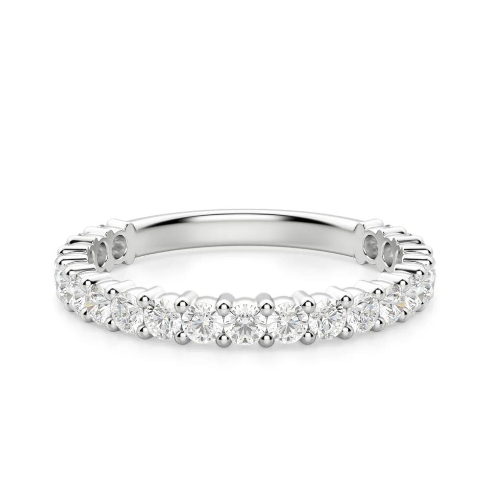 VVS1 Moissanite Round Cut Half Eternity Wedding Band