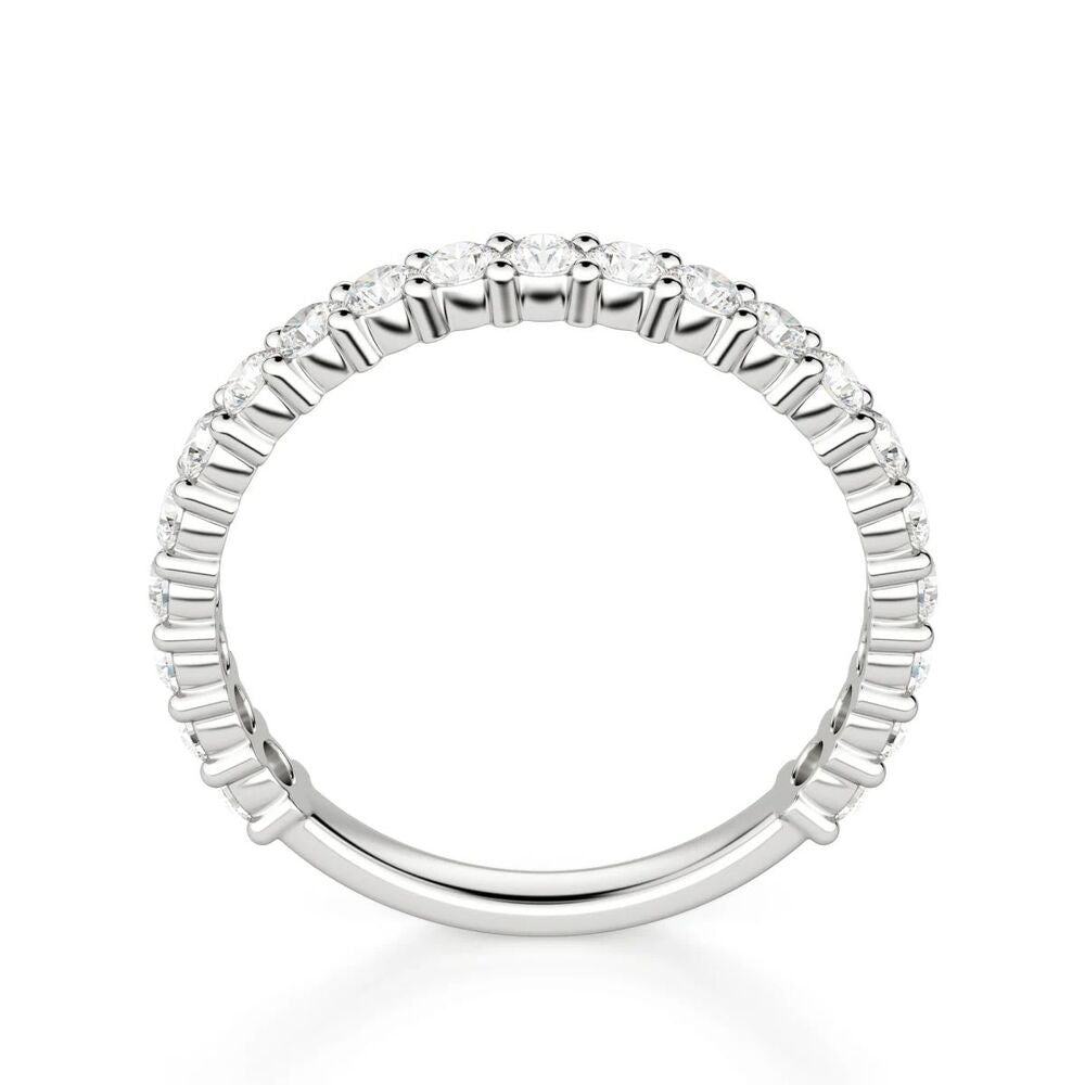 VVS1 Moissanite Round Cut Half Eternity Wedding Band