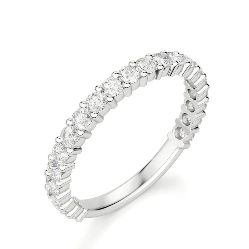VVS1 Moissanite Round Cut Half Eternity Wedding Band
