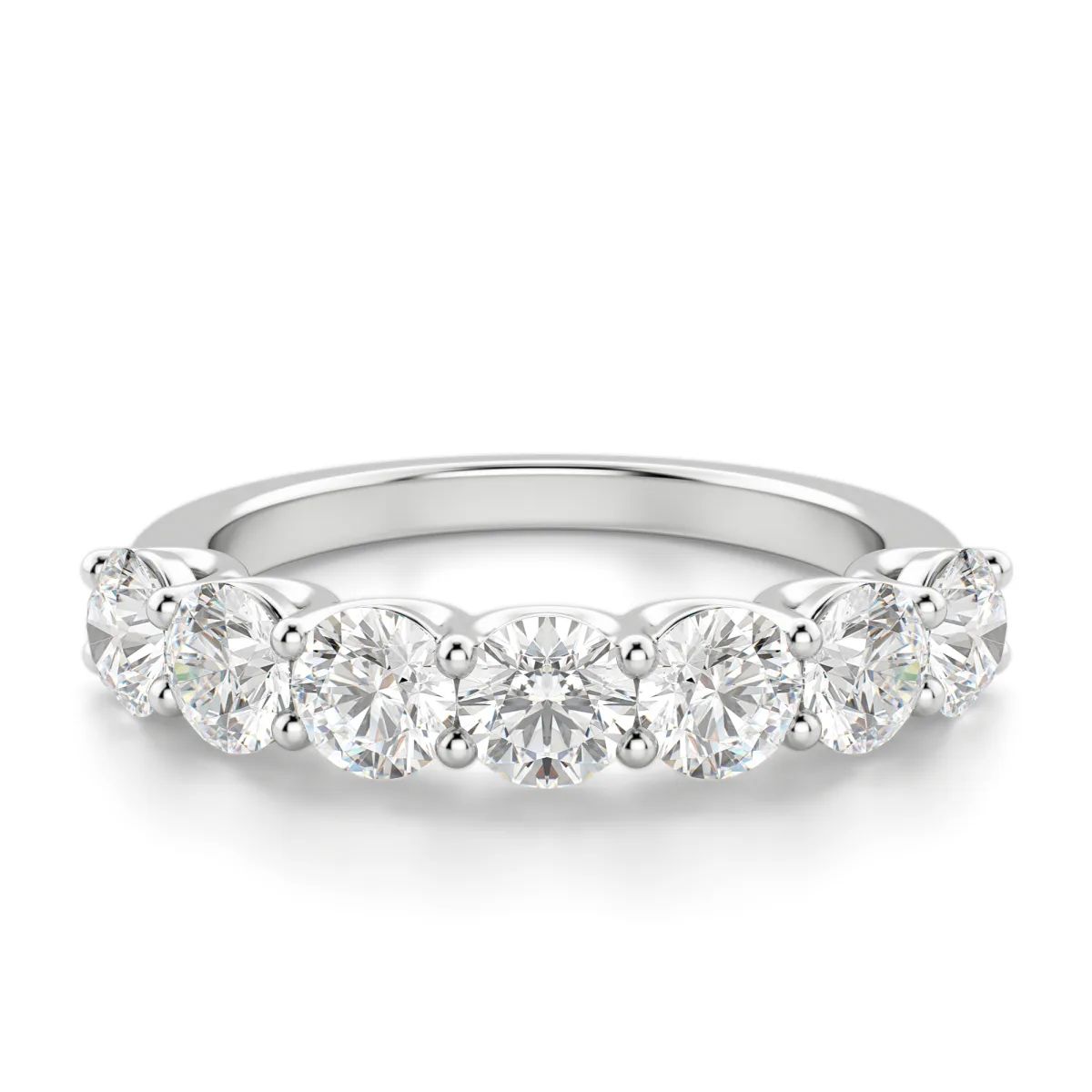 Round Cut Seven Stone Moissanite Matching Band