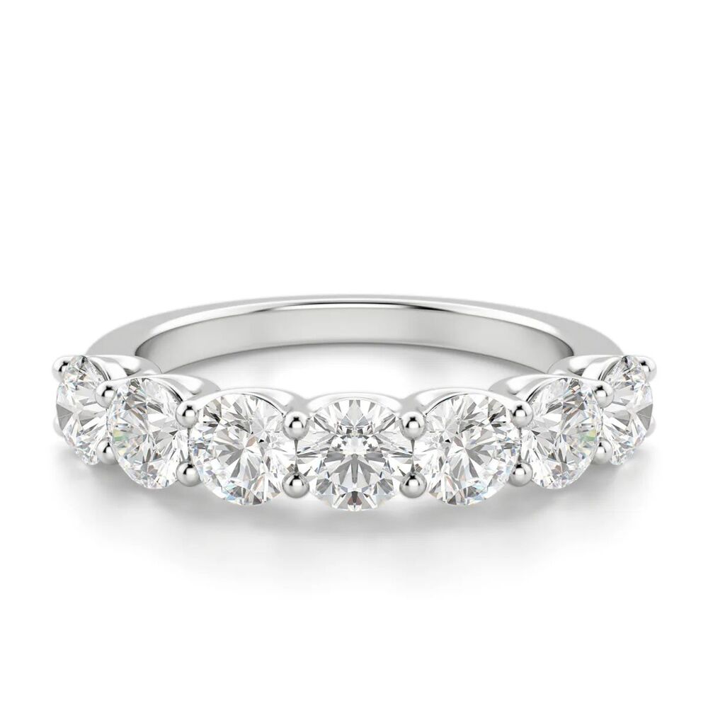 Moissanite Round Cut Seven Stone Eternity Wedding Band