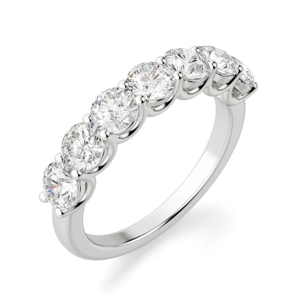 Moissanite Round Cut Seven Stone Eternity Wedding Band