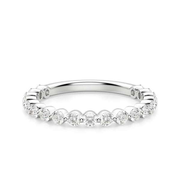 VVS1 Moissanite Round Cut Semi Eternity Wedding Band For Women
