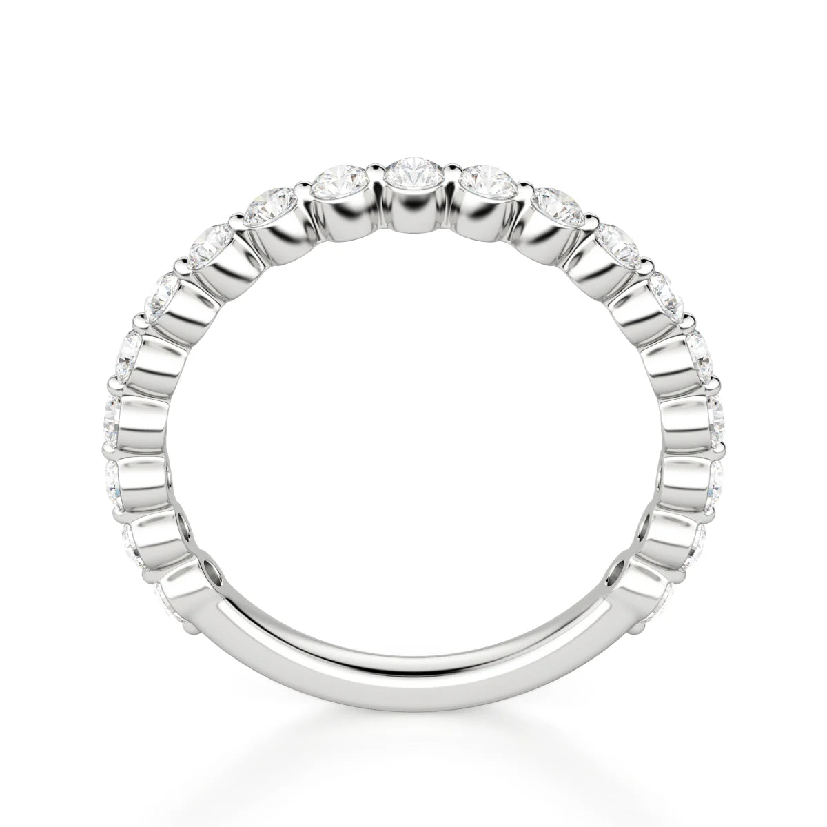 Round Cut Shared Prong Set Semi Eternity Wedding Band