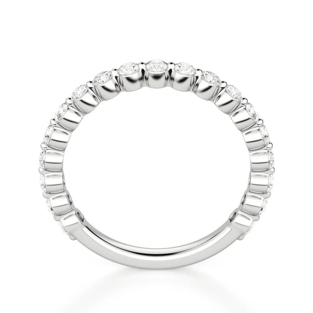 VVS1 Moissanite Round Cut Semi Eternity Wedding Band For Women