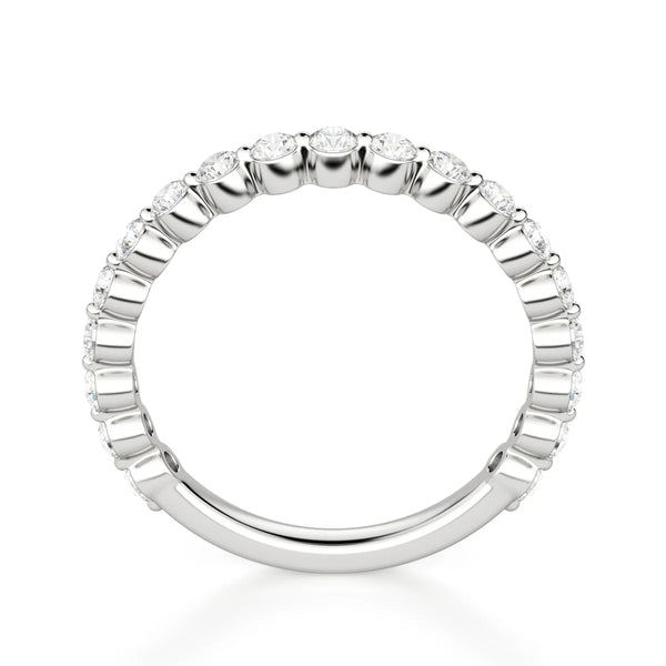 VVS1 Moissanite Round Cut Semi Eternity Wedding Band For Women